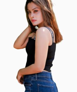 Shoulder Double Belt Black Color Skinny