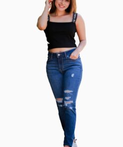 Alternative view of Shoulder Double Belt Black Color Skinny