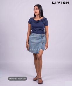 Retro Edge Denim Skort - Image 3