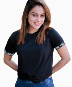 Letter Cross Bandage Tie T-shirt - Image 4