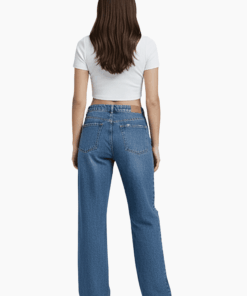 Alternative view of Street Edge Blue Wide-Leg Patch Denim